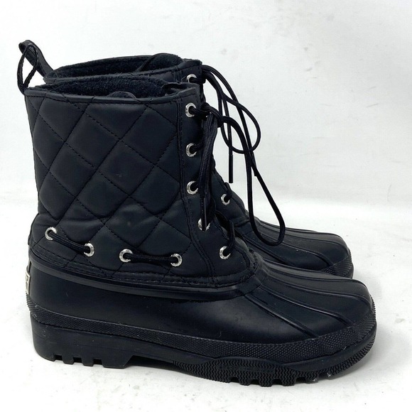 Sperry Top Sider Shoes - Sperry Top Sider Black Saltwater Duck Boots Quilted Top